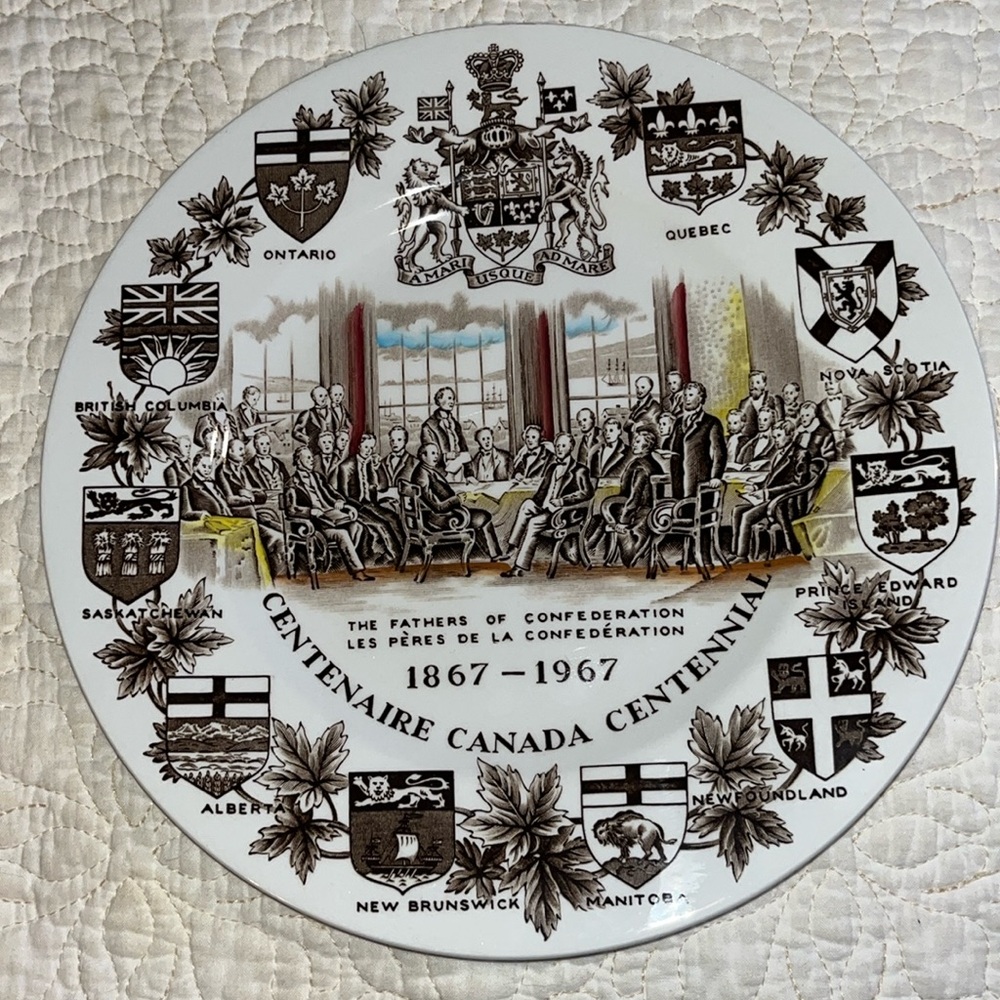 Vintage Wood & Sons England The Fathers of Confederation Canada Centennial Plate